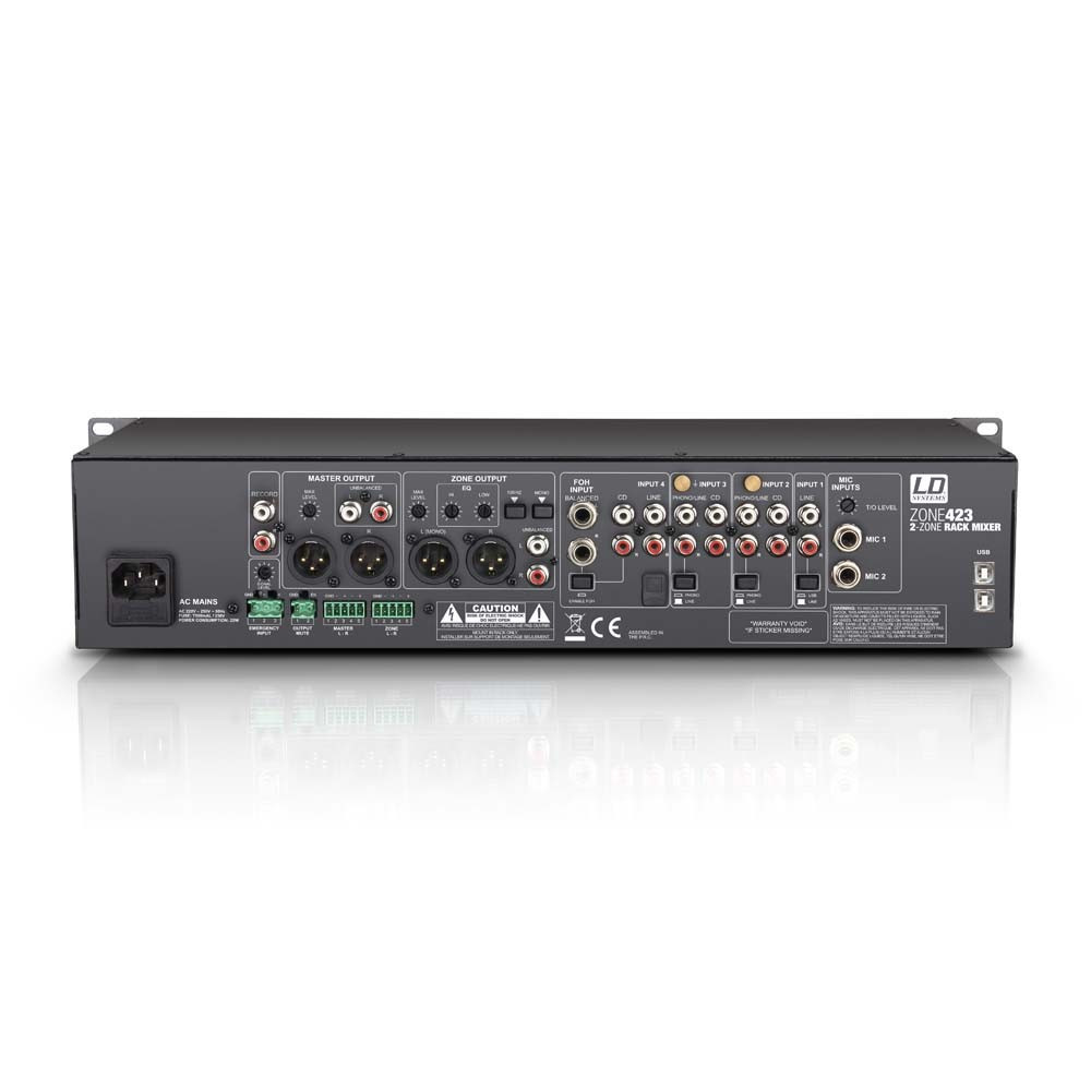 LD Systems ZONE 423 19" 2-Zonen Mixer 2HE