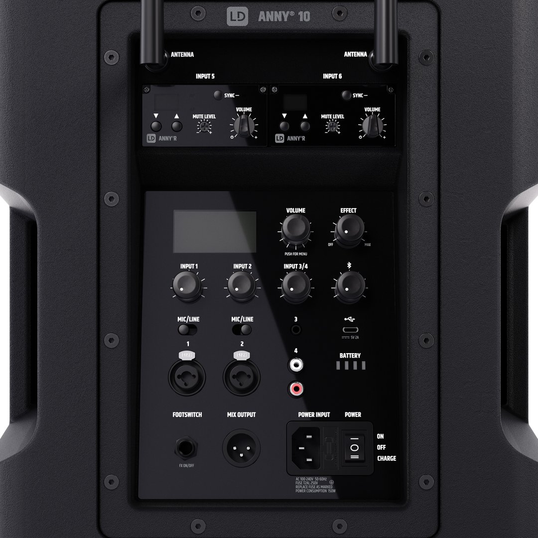 LD Systems ANNY® 10 BPH 2 B5 10" Mobiler Bluetooth PA-Lautsprecher mit Akku, Mixer + 2x Headset-Mikr