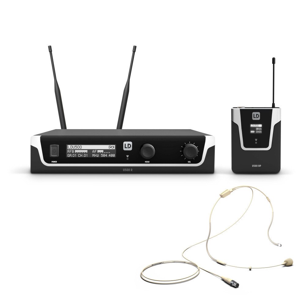 LD Systems U505 BPHH Funkmikrofon System mit Bodypack und Headset beigefarben