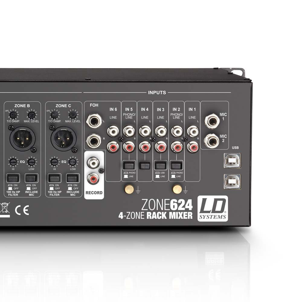 LD Systems ZONE 624 19" 4-Zonen Mixer 3HE