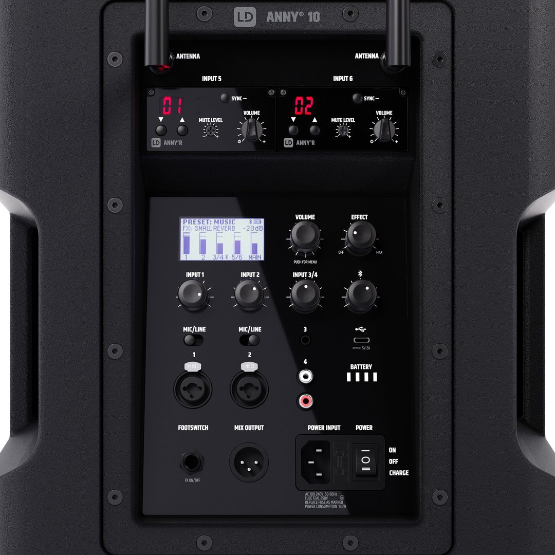 LD Systems ANNY® 10 BPH 2 B5 10" Mobiler Bluetooth PA-Lautsprecher mit Akku, Mixer + 2x Headset-Mikr