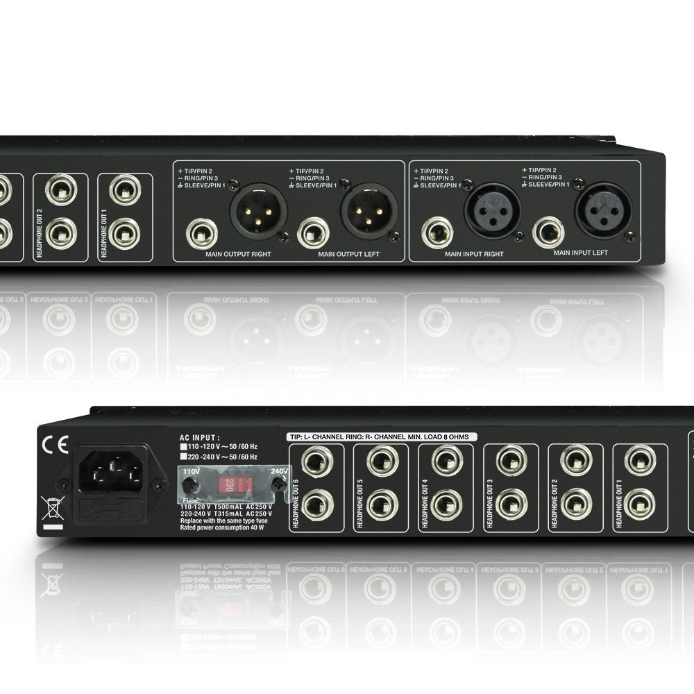 LD Systems HPA 6 19" Kopfhörerverstärker 6 Kanal