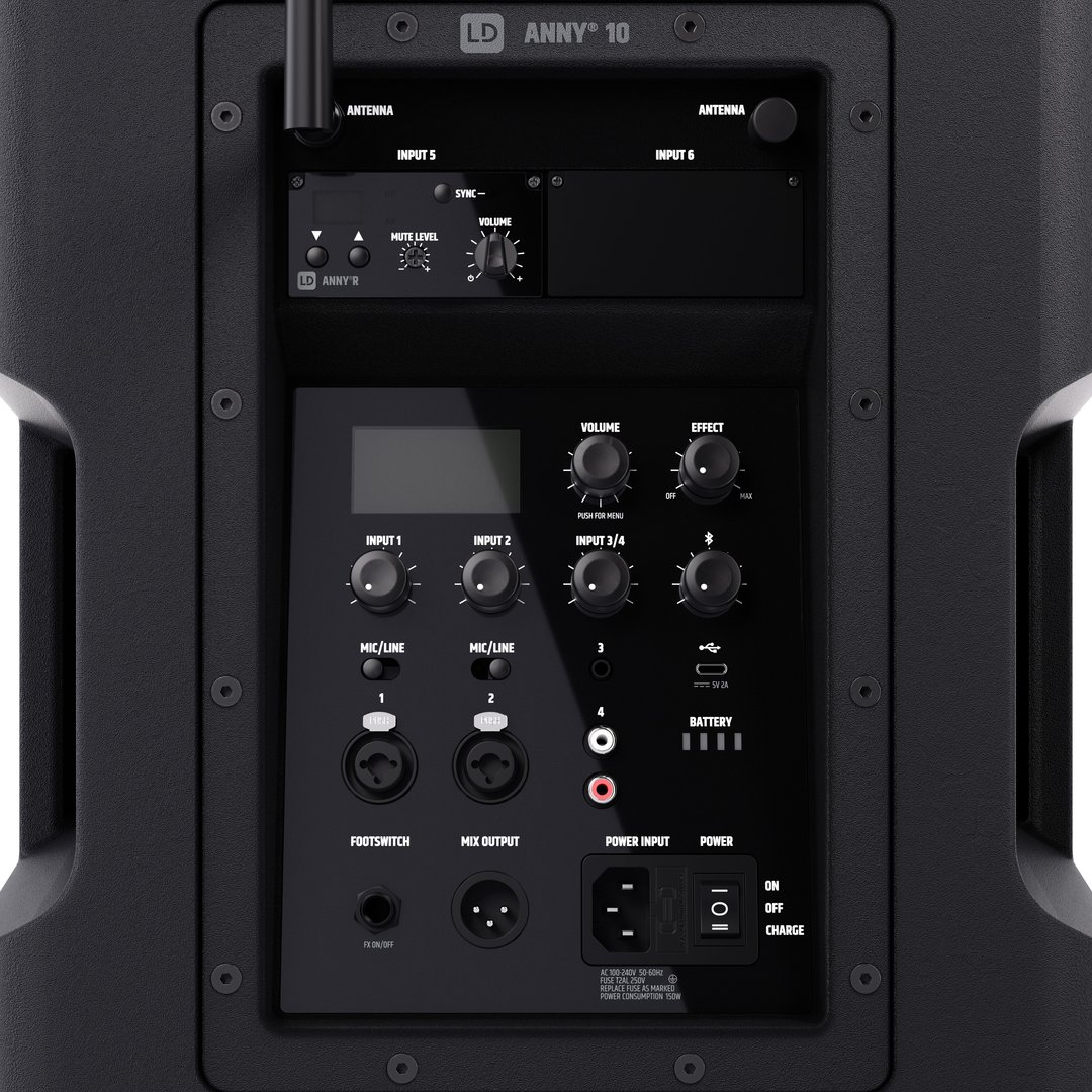LD Systems  ANNY 10 BPH B6  10" Mobiler Bluetooth PA-Lautsprecher mit Akku, Mixer + 1x Headset-Micro
