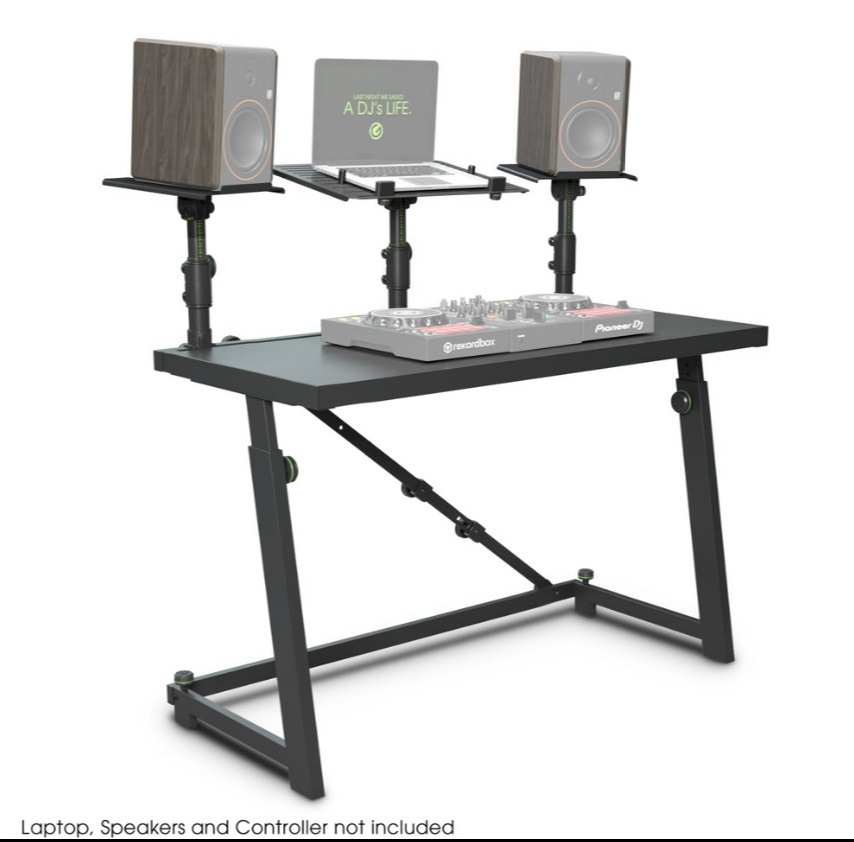Gravity FDJT 01 DJ-Tisch mit Flexibler Lautsprecher und Laptop Ablage