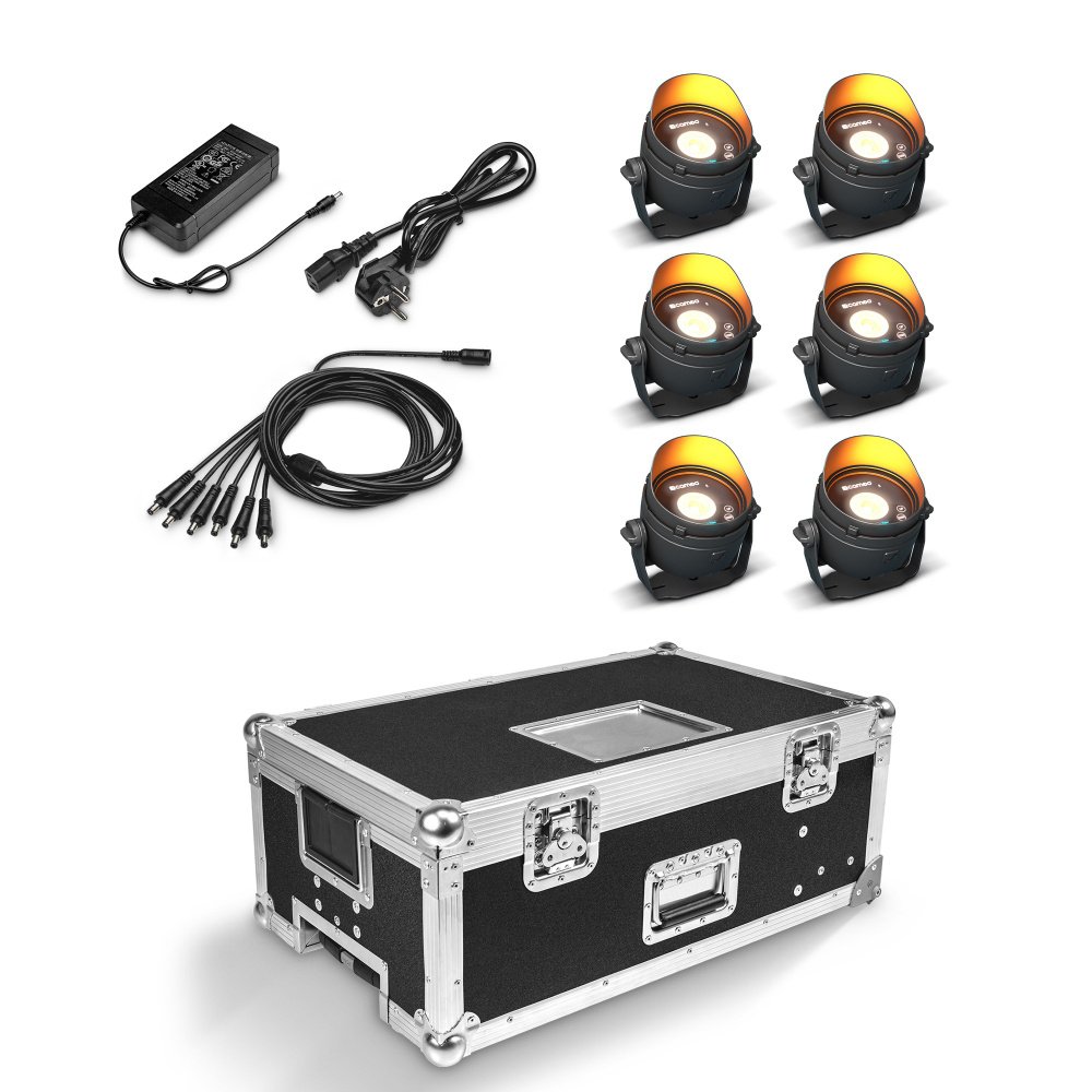 Cameo DROP B1 TOURING SET 2 6 x CLDROPB1 im Lade-Flightcase mit Netzteil