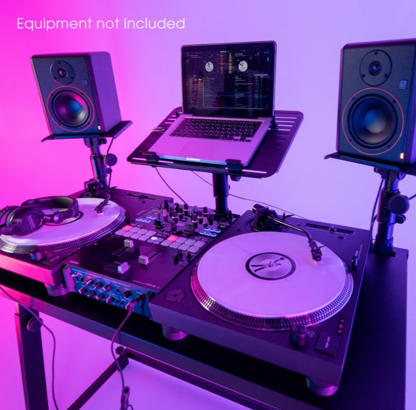 Gravity FDJT 01 DJ-Tisch mit Flexibler Lautsprecher und Laptop Ablage
