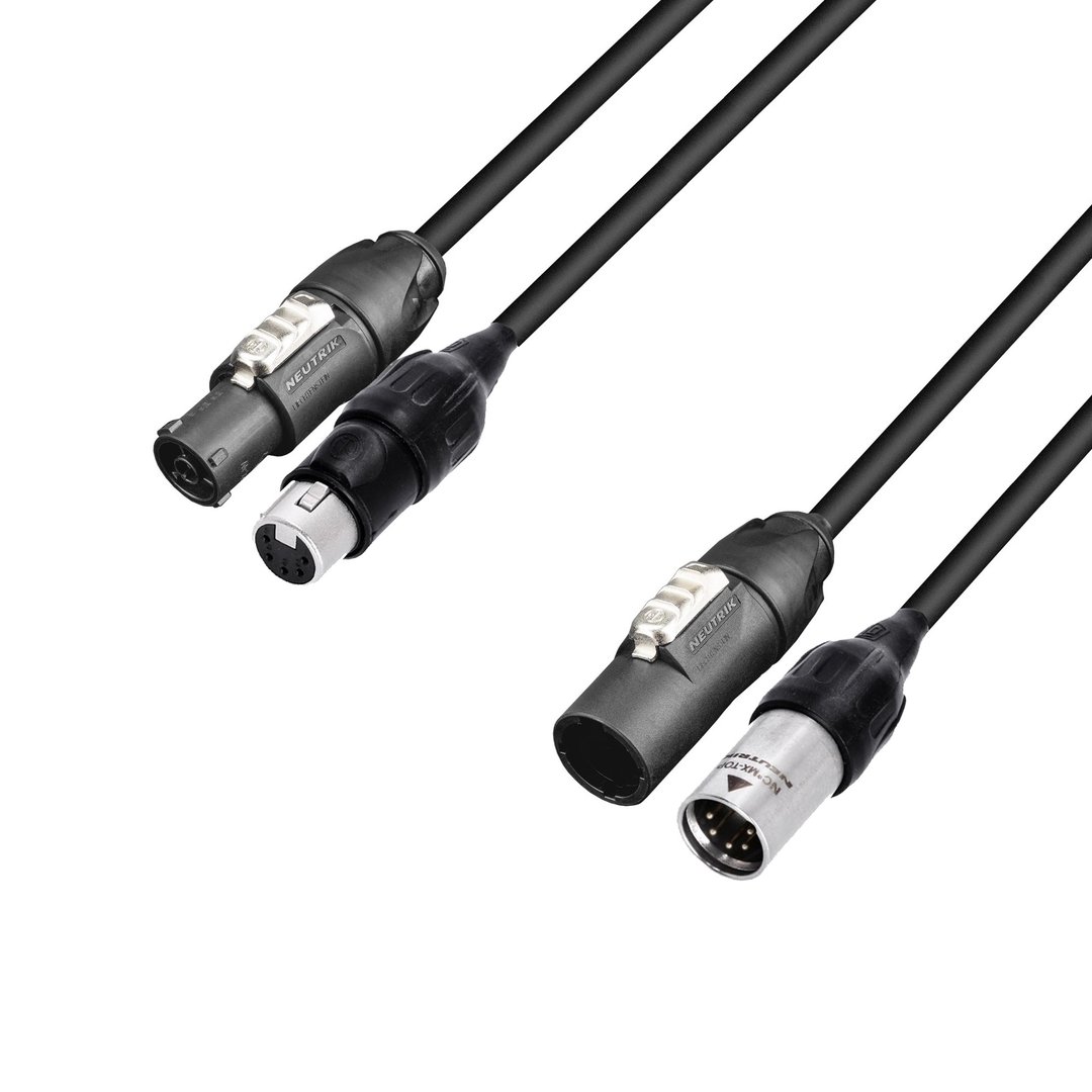 Adam Hall Cables 5 STAR H TCON 5D 0150 IP65 Hybridkabel | Netz & DMX | Neutrik® XLR 5-Pol IP65 x TRU
