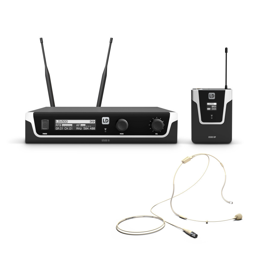 LD Systems U508 BPHH Funkmikrofon System mit Bodypack und Headset beigefarben